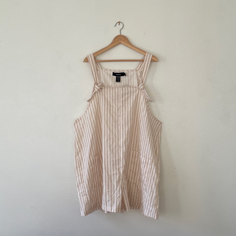 Torrid Beach Cotton Shortall Sunday Stripe Ginger Root Romper